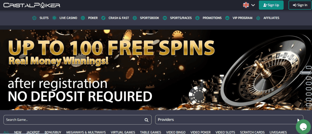 Crystal Poker kripto spletna igralnica